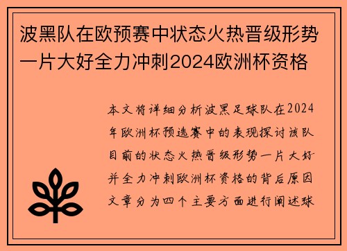 波黑队在欧预赛中状态火热晋级形势一片大好全力冲刺2024欧洲杯资格